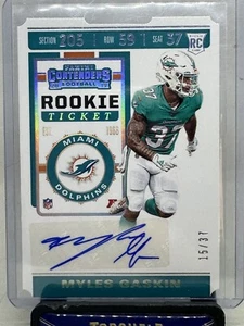 MYLES GASKIN RC AUTO 2019 PANINI CONTENDERS ROOKIE TICKET STUB FOTL 15/37 190 - Picture 1 of 2