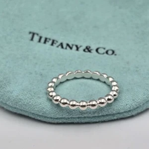 Tiffany & Co. Sterling Silver Ziegfeld Bead Beaded Hardwear Band Ring Size 6 - Picture 1 of 4