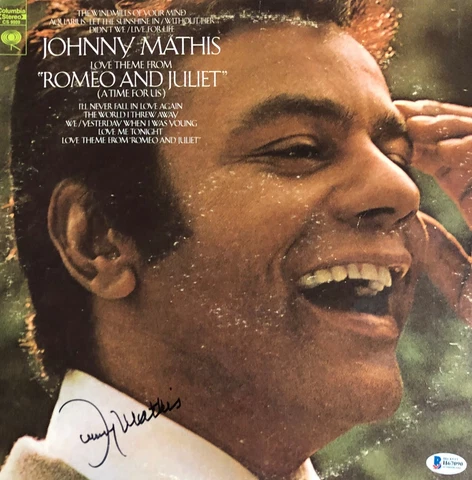 Johnny Mathis Signed Autographed Vinyl Record Beckett Romeo and Juliet Cover