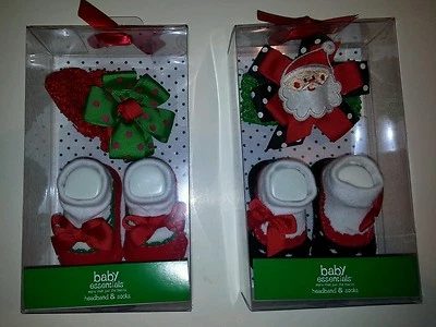 Baby Essentials Brand Christmas Headband & Socks Your Choice Size 0-6 Months - Image 1 of 4