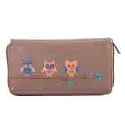UNION CODE Mauve RFID Protected Genuine Leather Owl Family Applique Wallet Gifts