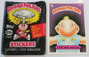 Garbage Pail Kids 1986 5th Series card #195a "Lucas Mucas" + 1 Empty Wrapper - Picture 1 of 5