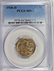 1936-D Buffalo Nickel : NGC MS64 - Picture 1 of 4