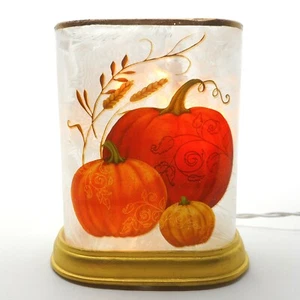 Stony Creek Decorative Lighted Glass Pumpkins Reed Grass 6" Oval Vase GLT71B - Picture 1 of 9