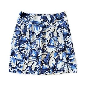 Banana Republic Women's Size 10 Blue White Floral Full Skirt Silk Cotton Blend - Picture 1 of 6