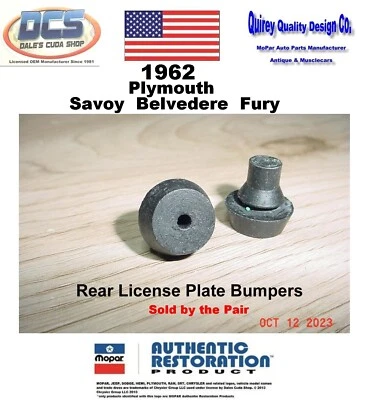 Parachoques de matrícula Plymouth Savoy Belvedere Fury 1962 2094618 nuevo MoPar EE. UU. Foto 1 de 2
