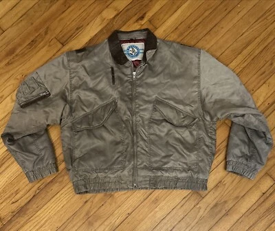Chaqueta de Bombardero Piloto Aerotransportado Cuero Nailon Marrón De Colección M Julian Adventures Foto 1 de 4