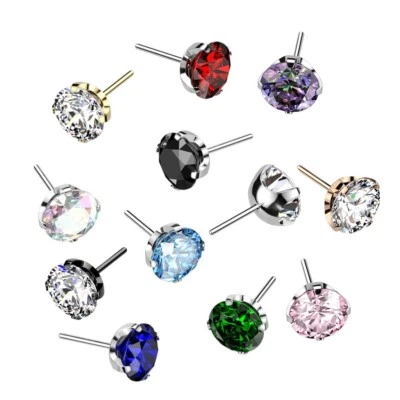 Gem Push Fit Labret Top Tragus Helix Conch Cartilage Replacement Titanium - Image 1 of 4