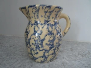 Vintage Robinson Ransbottom Keramik blau Steinzeug 1 Pint Krug Milchkännchen - Bild 1 von 6
