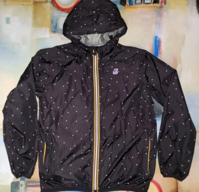 K Way Sezane Womens Rain Jacket Hooded Windbreaker L/XL Polka Dot SHIPS FAST! - Image 1 of 4