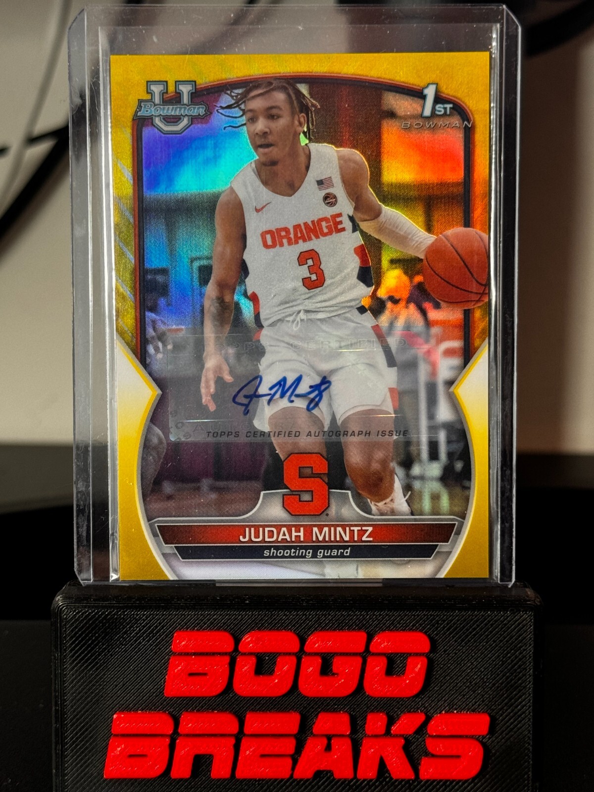 Bowman Chrome U 2022-23 Judah Mintz 1st Prospect Yellow Refractor Auto /75 33