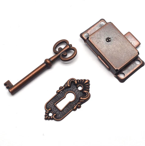 T Tulead Furniture Lock Vintage Lock for Jewelry Antique Red Bronze Cabinet Lock Cover