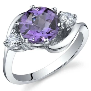 1.75 carat Round Amethyst Natural Gemstone Ring in Sterling Silver - Picture 1 of 5