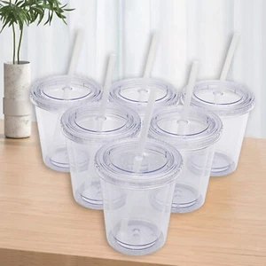 1 Set 12oz/350ml Drinking Cup High Capacity Drinking Clear Plastic Tumbler Ice - Picture 1 of 8