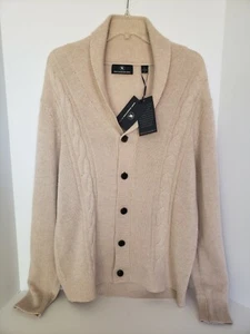 HART SCHAFFNER MARX CARDIGAN CASHMERE/WOOL BLEND L/S OAT SWEATER SIZE LARGE NWT - Picture 1 of 4