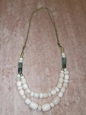 Cadena Loft Doble Tono Dorado Con Cuentas Cuarcita Rosa Collar Foto 1 de 4