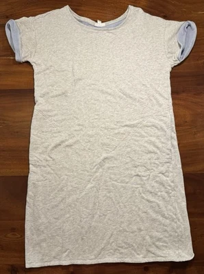 Vestido J. Jill Pure Jill Mujer Gris Manga Corta Terry Francés Rodilla Bolsillos Talla M Foto 1 de 4