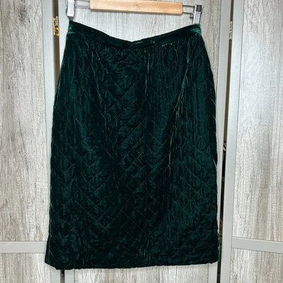 Falda Valentino Vintage Talla 8 Terciopelo Acolchada Forrada Color Verde Etiqueta Roja Foto 1 de 4