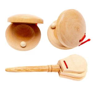 Wooden Castanet Percussion Instrument Hand Finger Castanets Toys For Kids Baby - Picture 1 of 12
