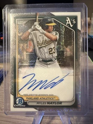 Myles Naylor ON CARD Auto Box Mojo Refractor 2024 Bowman Chrome Topps Athletics - Image 1 of 4