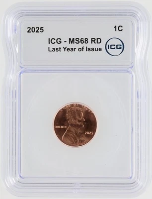2025 Last Year of Issue ICG MS68 RD 1C Penny Nearly Perfect Grade and Free Ship - Image 1 of 4