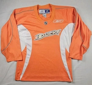 Vintage REEBOK CCM NHL ANAHEIM MIGHTY DUCKS HOCKEY ORANGE JERSEY SIZE S   - Picture 1 of 6