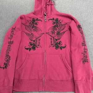 Sudadera con capucha Harley-Davidson para mujer 1W cremallera ala magenta gráfico calavera cremallera - Imagen 1 de 13