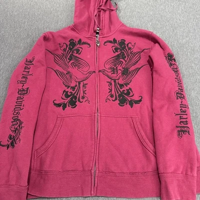 Sudadera con capucha Harley-Davidson para mujer 1W cremallera ala magenta gráfico calavera cremallera Foto 1 de 4
