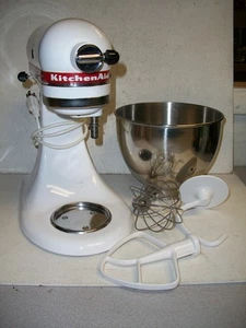 KitchenAid KSM90 300W Ultra Power Stand Mixer White Red w/ Attachment & Bowl - Picture 1 of 5