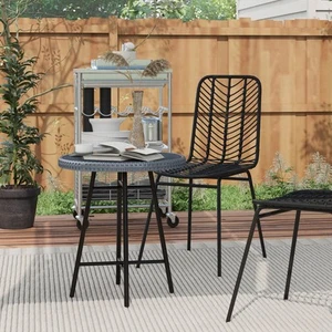 Patio Wicker End Table with Plastic Wood Table Top, Grey - Picture 1 of 11