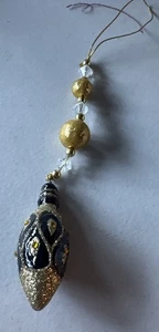 Elegante schwarz & gold Glas Träne Ornament Perlen hängende Urlaub Dekor - Bild 1 von 1