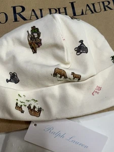 Gorro de algodón Ralph Lauren para niñas talla única NB/9M-Bin350 - Imagen 1 de 5