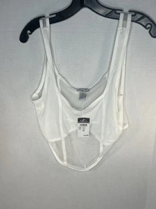 Rue 21 Mesh Cropped Tank Top Weiß Damen XL Neu Mit Etikett - Bild 1 von 3