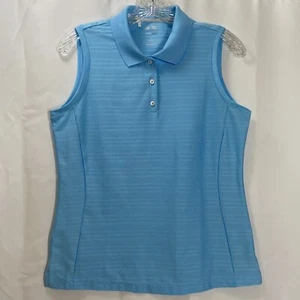 Adidas Climacool Golf Polo Damen M ärmellos blau gestreift Shirt aktiv Freizeit - Bild 1 von 7