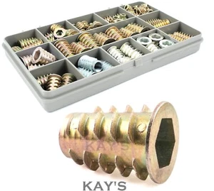 THREADED INSERT TYPE D HEX DRIVE SCREW IN WOOD 77 PIECE ASSORTED M4 M5 M6 M8 M10 - Picture 1 of 5