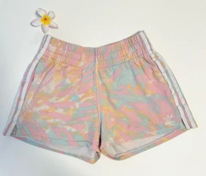 Adidas Women's Cotton Shorts - Soft Rainbow Pastel & Stripe - Size 10 - Picture 1 of 10