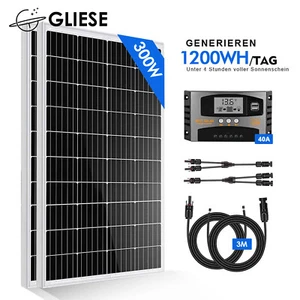 Komplettset 2x150 Watt Solarmodul 300 Watt PV Inselanlage Camping Solarpanel Kit - Bild 1 von 15