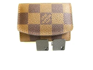 Auth LOUIS VUITTON Black Stainless Steel Champs Elysees Cufflinks Cuffs #9238 - Picture 1 of 12
