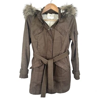 Anthropologie Hei Hei Brunswick Jacket Size Small Brown Printed Anorak Faux Fur - Imagem 1 de 4