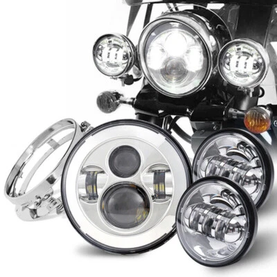 Faros LED cromados de 7" y luces de paso para Yamaha Royal Star Venture XVZ1300 Foto 1 de 4