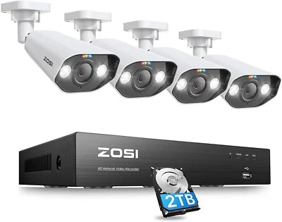 ZOSI 8CH 4K Starlight PoE security camera System With 8MP 2TB NVR AI Detection
