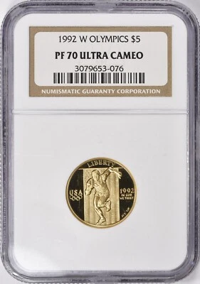 1992-W XXV Olympiad Gold $5 COMMEMORATIVE NGC PF70 Proof-70 UC - Image 1 of 3