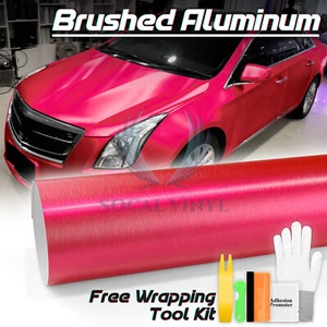 Premium Pink Brushed Aluminum Steel Vinyl Wrap Sticker Film Decal Air Release - Picture 1 of 13
