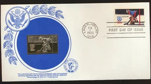 Hockey Gold Foil First Day Cover #1798 Winter Olympics Lake Placid 1980 Unaddres - Picture 1 of 1