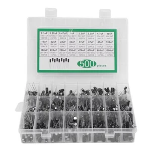 500PCS Electrolytic Capacitor Mixed DIP 10V 16V 25V 50V Electronic Kit 24 Values - Picture 1 of 6