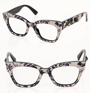 GUCCI Little Tiger Stud 0060 Black Herbarium Floral Print Eyeglasses GG0060O - Picture 1 of 10