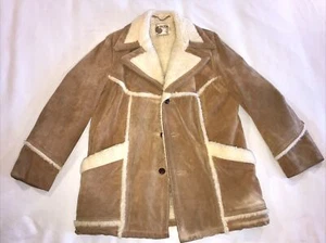 Vintage 70's SILTON CALIFORNIA Suede Sherpa Lined Coat Ranch Jacket Heavy Sz 42 - Picture 1 of 18
