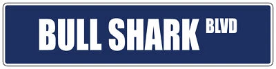 Purple Aluminum Weatherproof Road Street Signs Bull Shark Home Decor Wall - Image 1 of 4