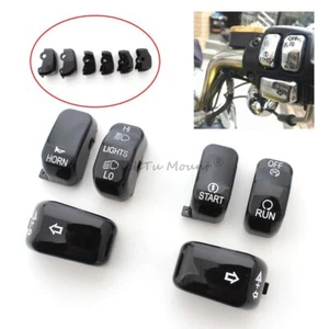 Hand Control Switch Cap 6x  Button Black For Harley Softail Sportster Road King - Picture 1 of 16