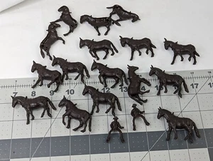 Vintage Plastic Hollow Horse Cowboy Rider Figure Lot 1.75 Inch - Picture 1 of 8